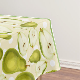 Toalha De Mesa Fatias de Pera Fofa Bolinhas & Chevron Verde