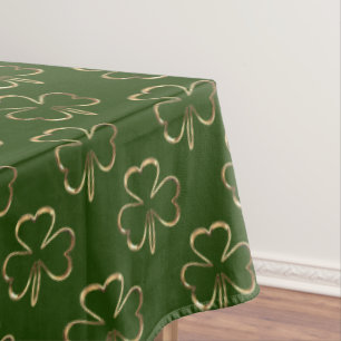 Toalha De Mesa Faux Dourado Clovers Shamrock Green Patterin Irish