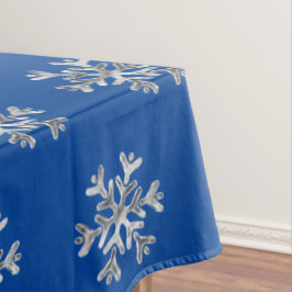 Toalha De Mesa Faux Silver Snowflakes, Elegante, Natal Azul