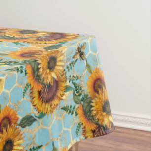 Toalha De Mesa Favo de Mel Dourado Colmeia de Abelhas Girassóis