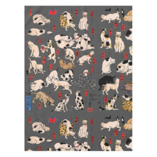 Toalha De Mesa felinos japoneses gatinho Ukiyo-e engraçado