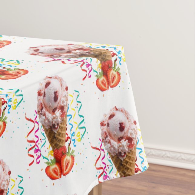Toalha De Mesa Feliz aniversário Tablecloth Strawberry Sorvete (Posição Original)