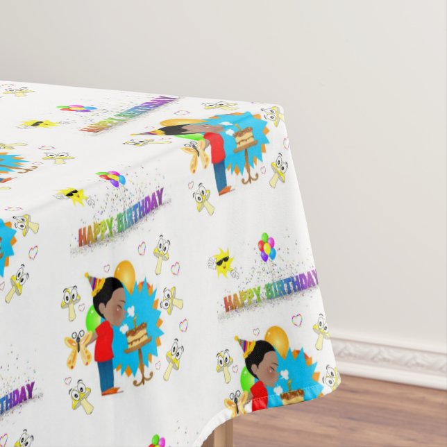 Toalha De Mesa Feliz Aniversário Tableloth African Boy Mushroom (Posição Original)