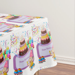 Toalha De Mesa Feliz aniversário Tableloth Hippopotamus