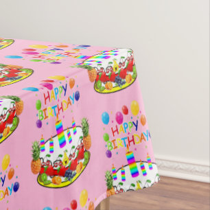 Toalha De Mesa Feliz aniversário, Tolo de Fruta de Tablecloth