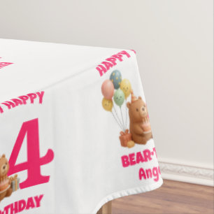 Toalha De Mesa FELIZ ANIVERSÁRIO Ursinho Aniversário de 4 anos