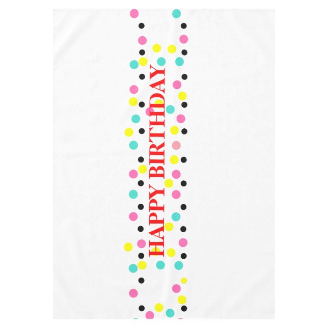 Toalha De Mesa Feliz Bolinhas de aniversário (Frente)