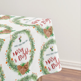 Toalha De Mesa Feliz e coroa de natal brilhante