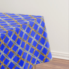 Toalha De Mesa Feliz Hanukkah Dourado, Prata e Azul Lacrado