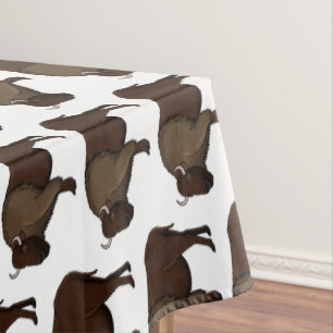 Toalha De Mesa Feliz ilustração de búfalo bisonte americano