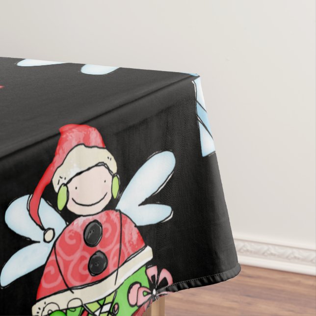 Toalha De Mesa Feliz Natal Angel Black Tablecloth, (Posição Original)