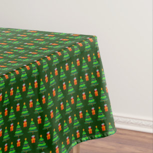 Toalha De Mesa Feliz Natal Árvores e presentes Verdes