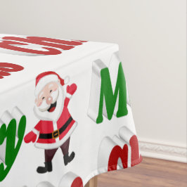 Toalha De Mesa Feliz Natal Papai Noel tipografia vermelho verde