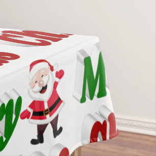 Toalha De Mesa Feliz Natal Papai Noel tipografia vermelho verde