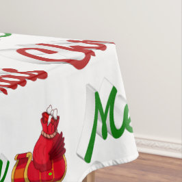 Toalha De Mesa Feliz Natal Papais noeis Sleigh red green script