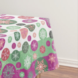 Toalha De Mesa Feriado cor-de-rosa e verde roxo dos flocos de