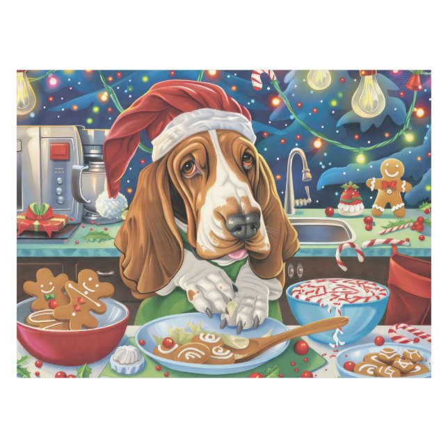 Toalha De Mesa Feriado de Caça-Basset Baking: Natal Festivo (Frente (Horizontal))