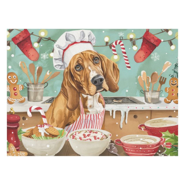 Toalha De Mesa Feriado de Coonhound Baking: Natal Festivo (Frente (Horizontal))