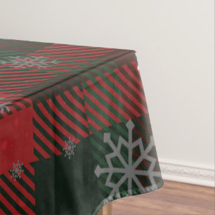 Toalha De Mesa Feriado de Natal com Flocos de Neve xadrezes