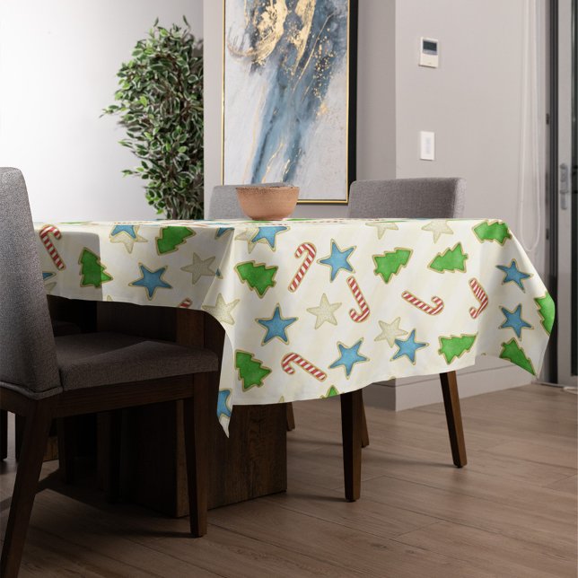 Toalha De Mesa Feriado de Natal Feriado Whimsical Cookouts (Christmas holiday festive colorful cookies table cloth)
