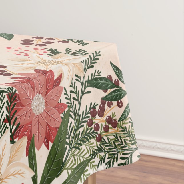 Toalha De Mesa Feriado de Poinsettia de Natal Festivo Elegante (Posição Original)