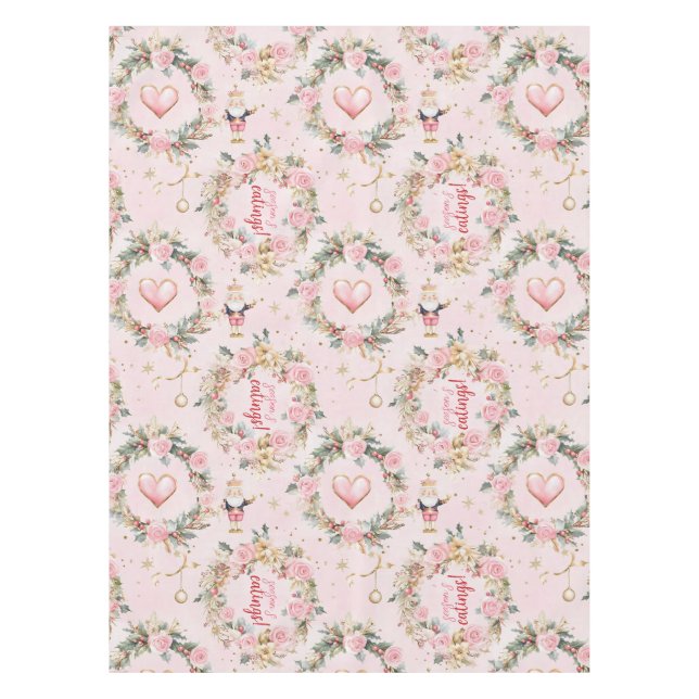 Toalha De Mesa Feriado - Feliz rosa - Feriado - Fia Personalizada (Frente)