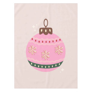 Toalha De Mesa Feriado Retro Bauble Pink