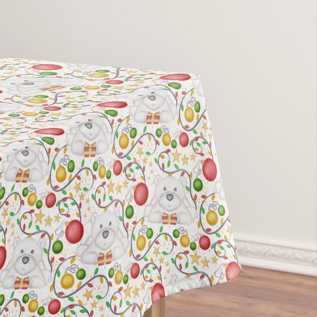 Toalha De Mesa Férias de Natal dos Ursos Polares Festivos (Posição Original)