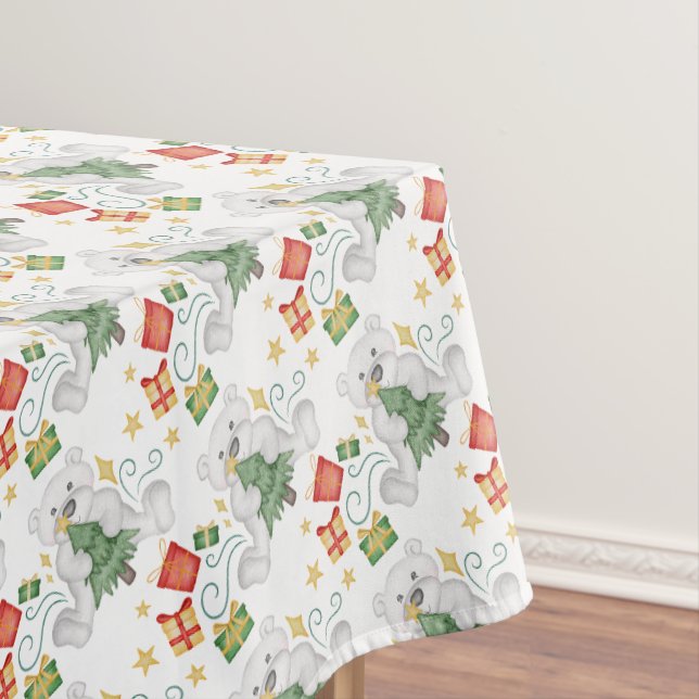Toalha De Mesa Férias de Natal dos Ursos Polares Festivos (Posição Original)