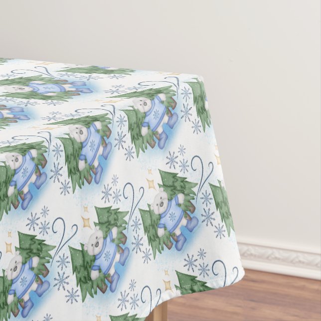 Toalha De Mesa Férias de Natal dos Ursos Polares Festivos (Posição Original)