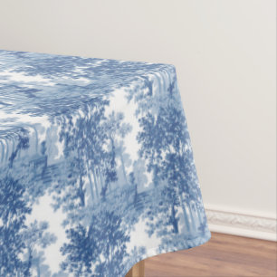 Toalha De Mesa Ferramenta de Paisagem Azul Vintage com Urns e Col