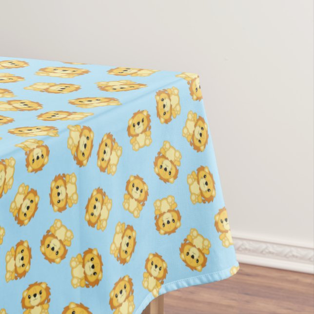 Toalha De Mesa Festa de aniversário de leão azul (Posição Original)