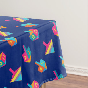Toalha De Mesa Festa de Hanukkah, brinquedos dreidels padrão azul