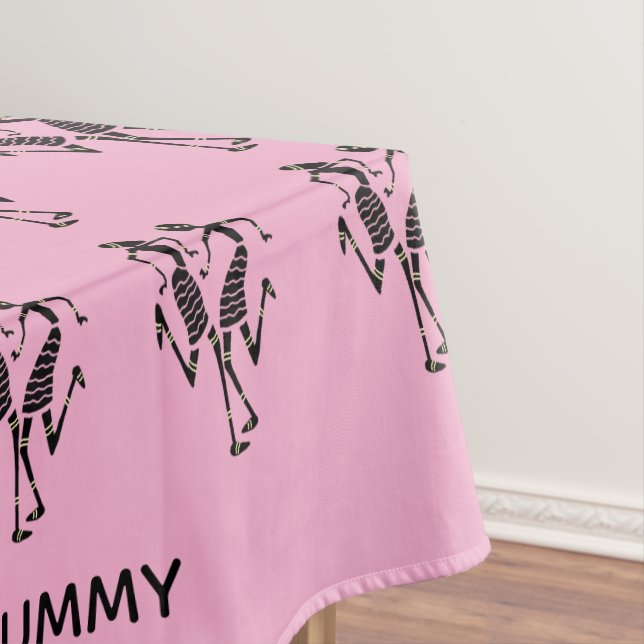 Toalha De Mesa Festa de Silhute Negra Dancerá Mummy Rosa (Posição Original)