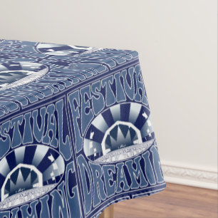 Toalha De Mesa Festival Sonhando Vintage Retro-Marinho-White mari