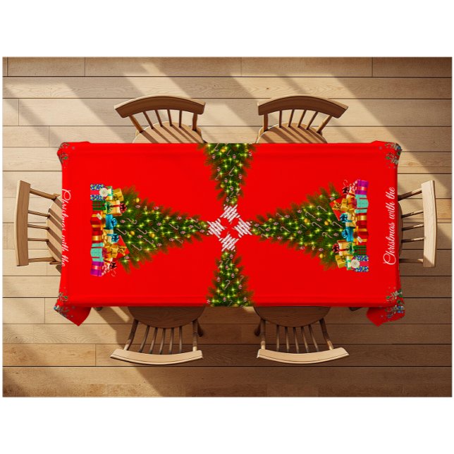 Toalha De Mesa Festive Whimsical Christmas Tree Quirky Reindeers  (Criador carregado)