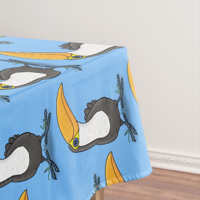 Toalha De Mesa Figura de desenho animado de tucano feliz e bonito (Posição Original)