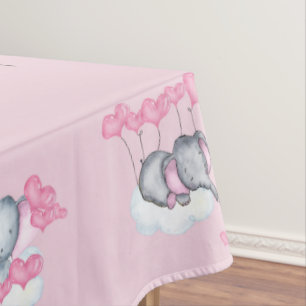 Toalha De Mesa Filhos de Elefantes e Balões de Coração de Amor
