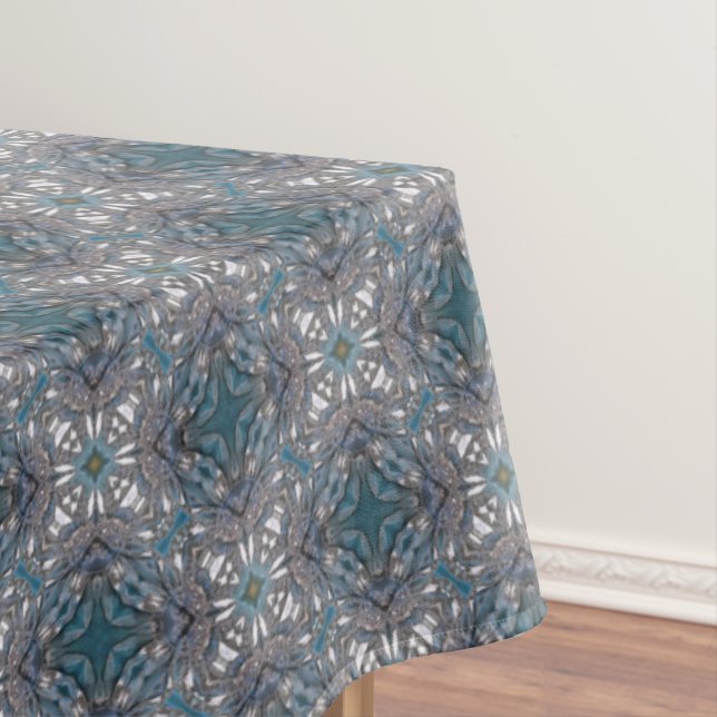Toalha De Mesa Filigrana de Diamante Azul Teal (Posição Original)