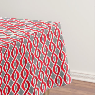 Toalha De Mesa Fitas modernas do meio século, vermelho e