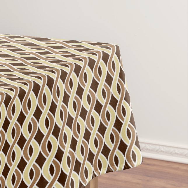 Toalha De Mesa Fitas Moderno de Meados do Século, taupe e marrom (Posição Original)