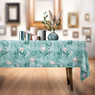 Toalha De Mesa Flamingo Orchid Tropical Pattern Teal ID868