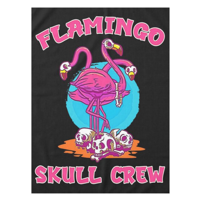 Toalha De Mesa Flamingo Skull Crew Halloween | Amantes Flamingo (Frente)