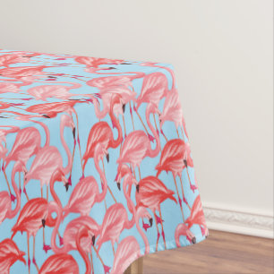 Toalha De Mesa Flamingos cor-de-rosa brilhantes no azul 2