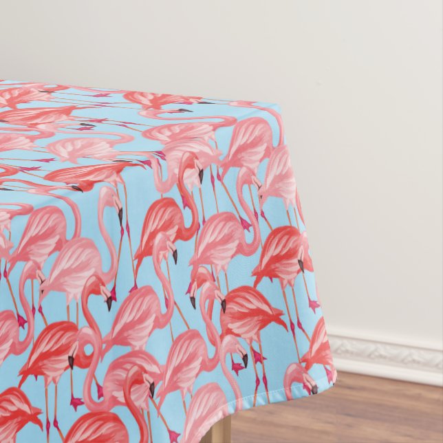 Toalha De Mesa Flamingos cor-de-rosa brilhantes no azul 2 (Posição Original)