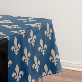 Toalha De Mesa Fleur de Lis, Beige on Navy Blue, Royal, Your Name