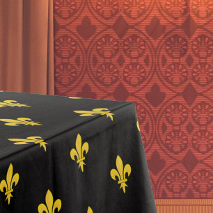 Toalha De Mesa Fleur de Lis em Tablecloth Preta