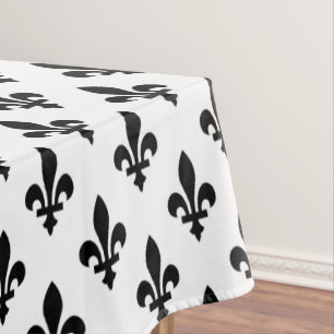 Toalha De Mesa Fleur de Lis Pattern, Royal French, preto em branc