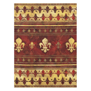 Toalha De Mesa Fleur-de-lis Red Marble e Dourado