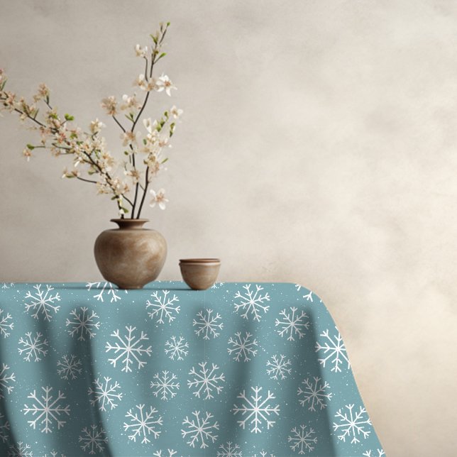 Toalha De Mesa Floco de neve azul moderno (Blue Snowflake Table Cloth)